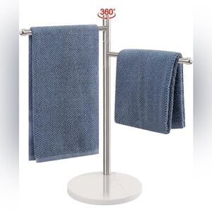 Hand Towel Holder, F-Shape Hand Towel Stand with Marble Base.